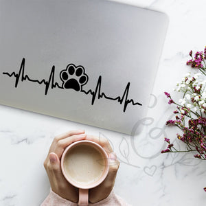 Paw Print Heartbeat Laptop Sticker