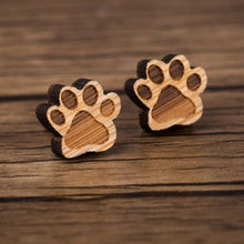 Load image into Gallery viewer, Wooden Paw Print Earrings
