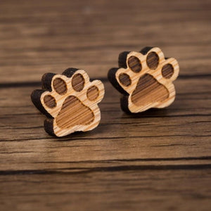 Wooden Paw Print Earrings