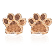 Load image into Gallery viewer, Wooden Paw Print Earrings
